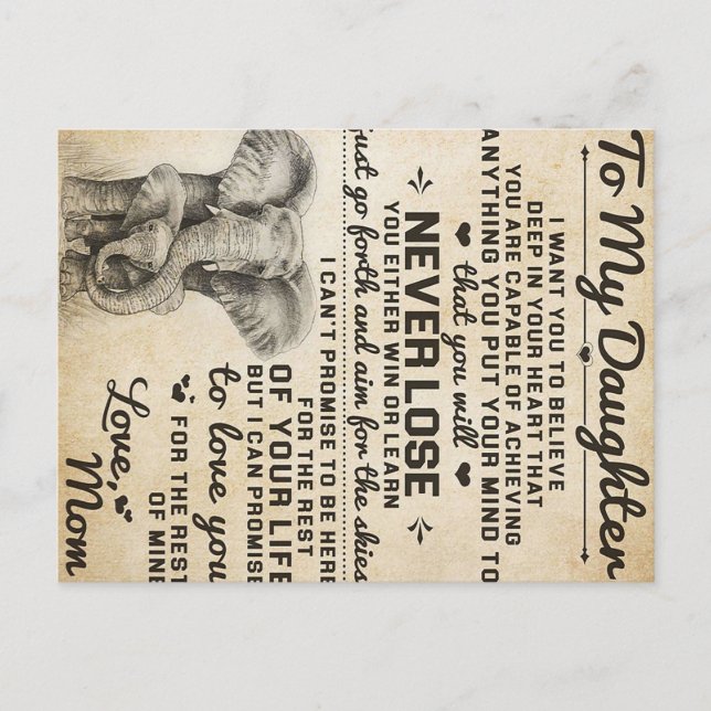 Älsklig Brev Till Dotter | Underbar Present Meddelande Vykort (Framsida)