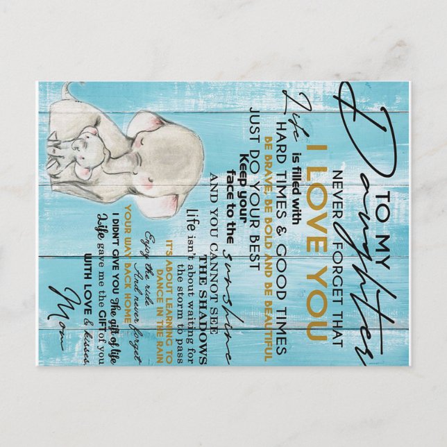 Älsklig Brev Till Min Dotter, Underbar Present Meddelande Vykort (Framsida)