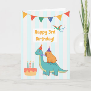 Älsklig Brontosaurus Kapybara 3-års födelsedags ko Kort