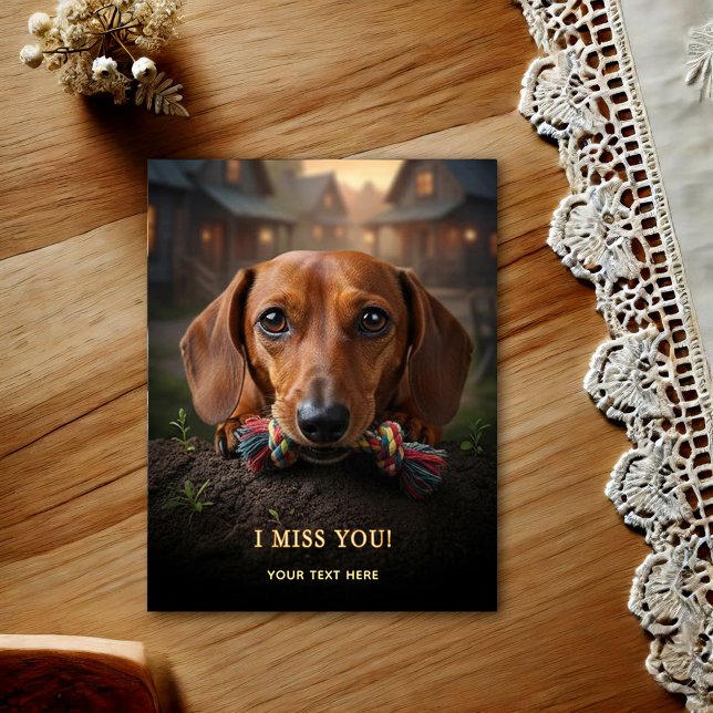 Älsklig Dachshund Jag Saknar Dig Postkort Vykort (Skapare uppladdad)