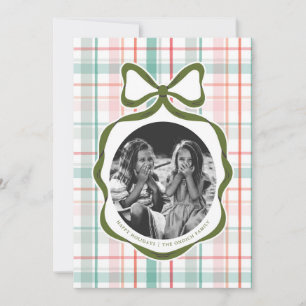 Älsklig Gingham-båsfoto julkort