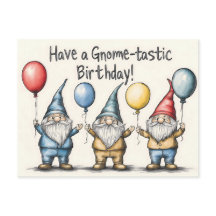 Älsklig Gnome Födelsedagsillustration med Ballonge