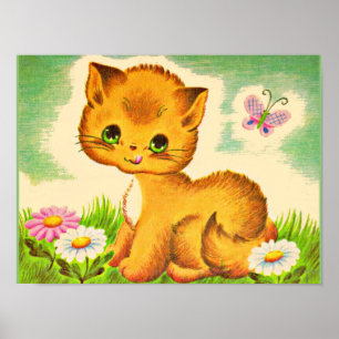 älsklig grönögd kattunge poster