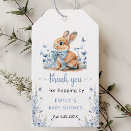 Älsklig Kanin Vildblomma Baby Shower Pojke Presentetikett