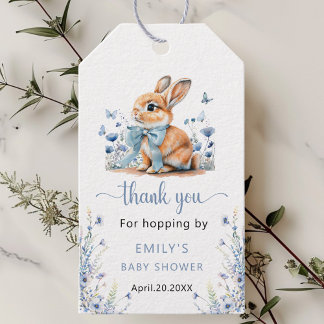 Älsklig Kanin Vildblomma Baby Shower Pojke Presentetikett