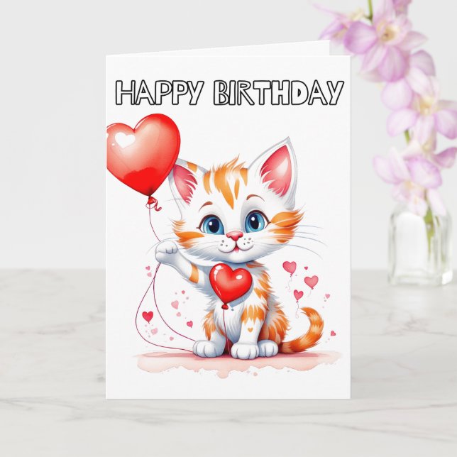 Älsklig liten kattunge Glad födelsedag Kort (Orkide)