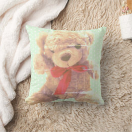 Älsklig mintgrön vintage teddybjörnsgarderob kudde