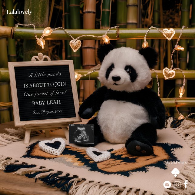 Älsklig Panda Plysch  Graviditetsannonsering Julkort (Skapare uppladdad)