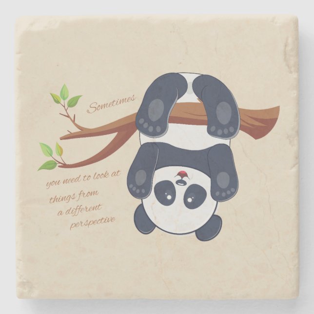 älsklig panda som hänger upp och ner stenunderlägg (Framsidan)