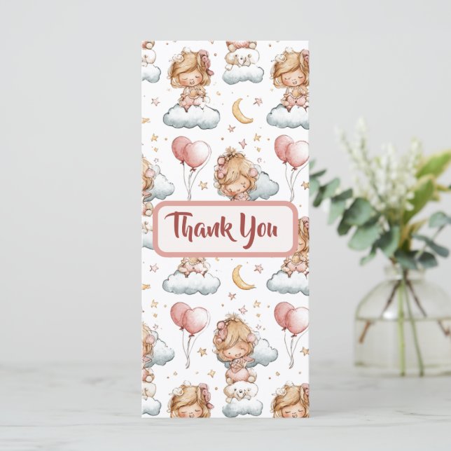 Älsklig Pastell Rosa Babyflicka Shower Tackkort (Stående Fram)