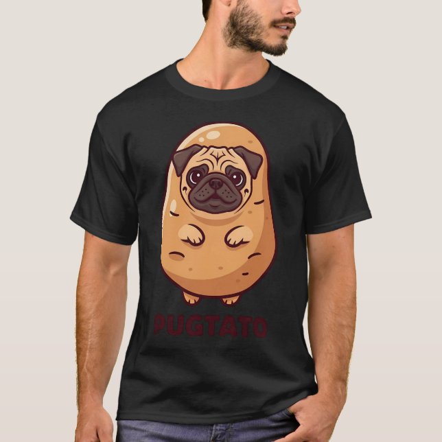älsklig Pugtato Tecknad Rolig Pug Potatis Mashup T Shirt (Framsida)