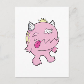 älsklig rosa tungbitarmonster vykort