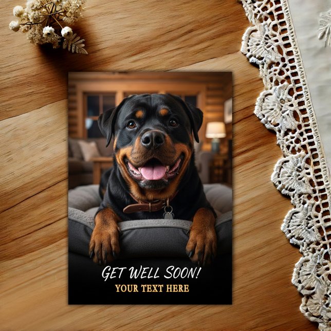 Älsklig Rottweiler Snart Frisk Brevkort Vykort (Skapare uppladdad)