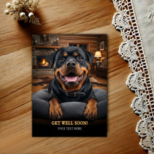 Älsklig Rottweiler Snart Frisk Julkort Vykort