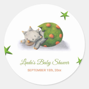 Älsklig Triceratops Dinosaurie Kläcks Baby Shower Runt Klistermärke