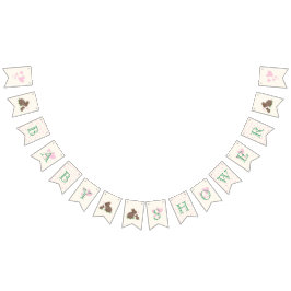 Älskliga kaniner i klöver med hjärtan Baby Shower Vimplar