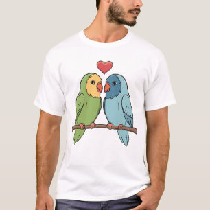 Älskliga kärleksfåglar i par med hjärta t shirt