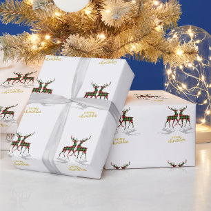 Älskliga renar Buffalo Plaid God Jul Presentpapper