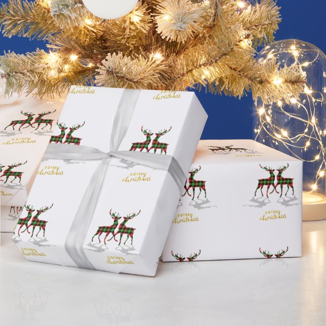 Älskliga renar Buffalo Plaid  God Jul  Presentpapper (Helgdagar)