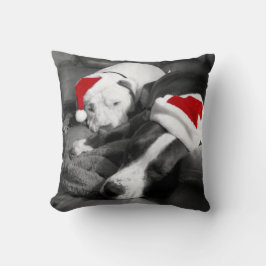 älskliga sömniga pitbull-valpar santa jul kudde