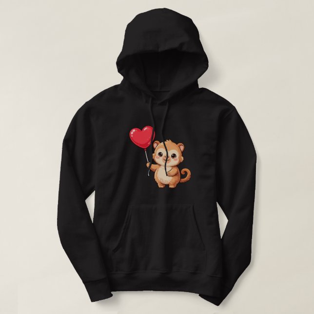 Älskling apa med ballong valentine hoodie (Design framsida)