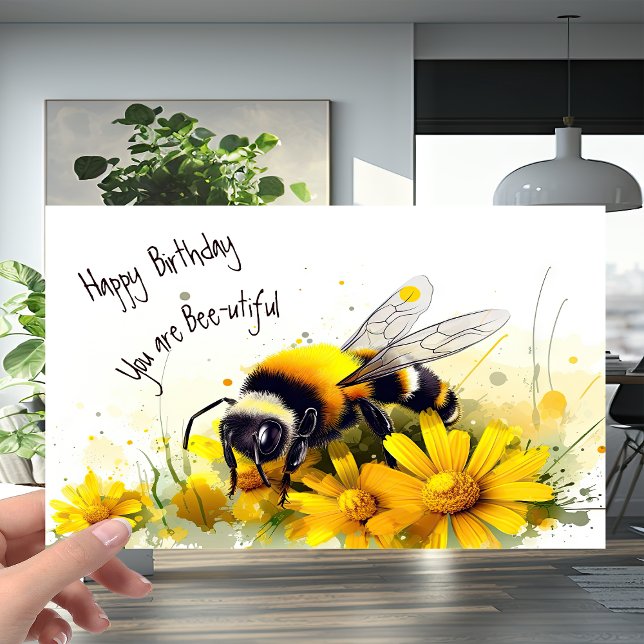 Älskling Bee du är Bee-utiful Birthday Kort (Skapare uppladdad)