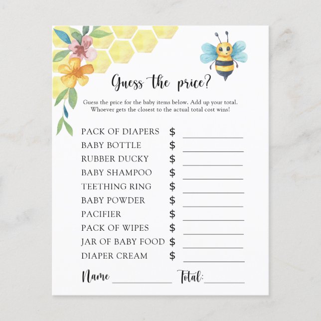 Älskling Bee, gissa prisa! Spel (Framsida)