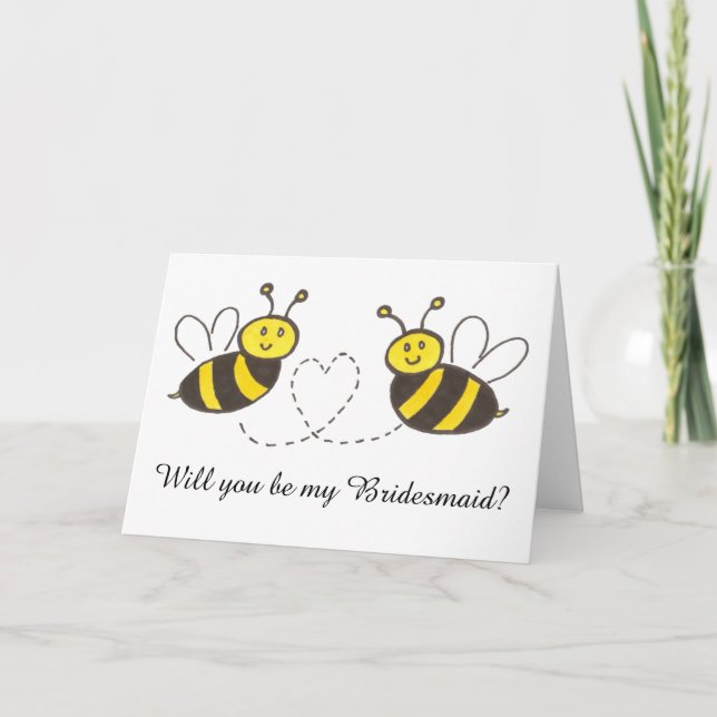 Älskling Bees med Heart, blir du min Bridesmaid? Inbjudan (Framsida)