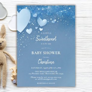Älskling Blue Valentine Baby Shower Inbjudningar