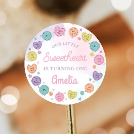 Älskling Candy Valentine Birthday Sticker Runt Klistermärke