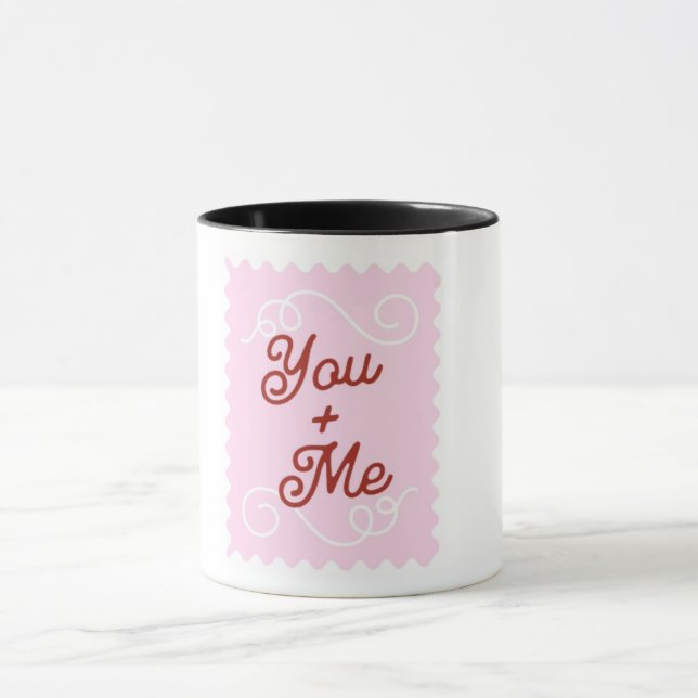 Älskling "Du + Jag" Rosa Mugg - Söt Brudtjänstefli (Center)