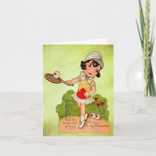 Älskling för vintagevalentintennis helgkort (Framsida)