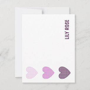 Älskling Gingham: Anpassningsbar Flicka Stationery Tack Kort