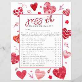 Älskling 'Gissa vem' Baby Shower-spel Reklamblad