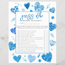 Älskling 'Gissa vem' Baby Shower-spel Reklamblad