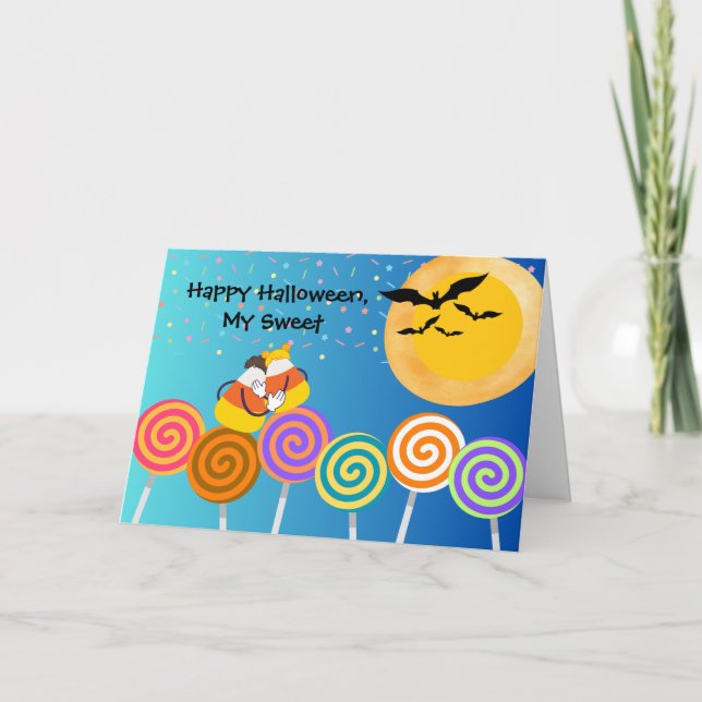 Älskling Halloween med Candy corn par Kort (Framsida)