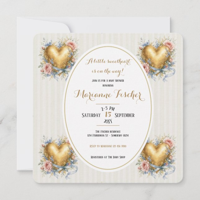 Älskling neutral Fleur de Lys baby shower inbjudan (Framsida)
