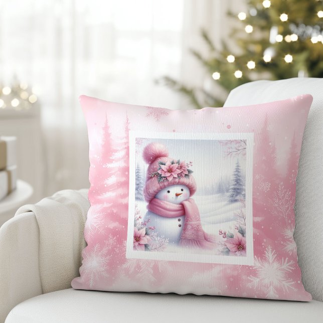 Älskling Rosa Jul Skog Kudd Barn Dekor Kudde (Darling Pinkmas Winter Forest Pillow Kids Decor)