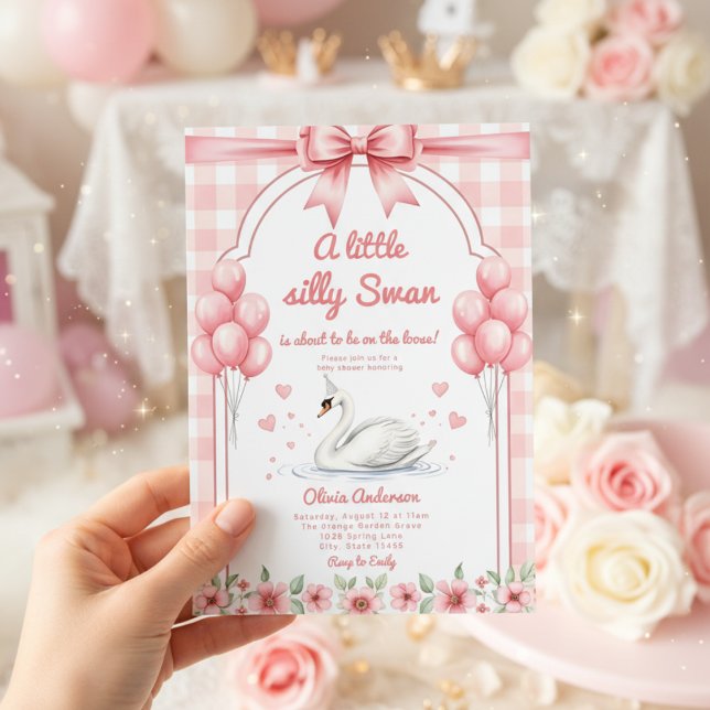 älskling Svan blå Rutig Band florist flicka Inbjudningar (Skapare uppladdad)