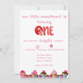 Älskling Valentine 1:a födelsedagen Inbjudningar