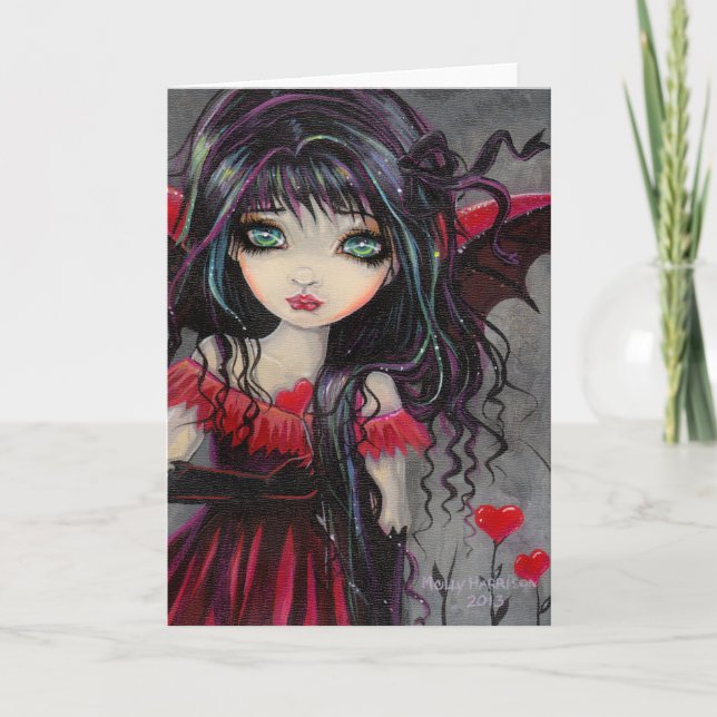 Älskling Vampire Fairy Valentine Art Helgkort (Framsida)