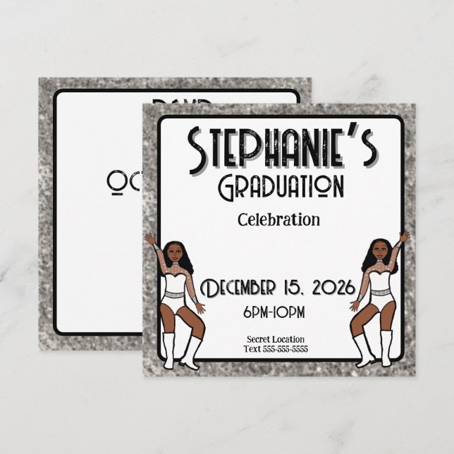 Älskling Vit Silverdansare: #1  Inbjudningar (Fram/baksida)