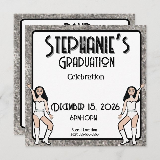 Älskling Vit Silverdansare: #2 Inbjudningar (Fram/baksida)