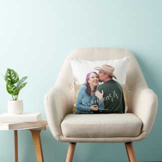 Älsklingar Kärlek Elegant Skript Foto Namn Kudde
