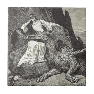Älsklings- drake och jungfru kakelplatta