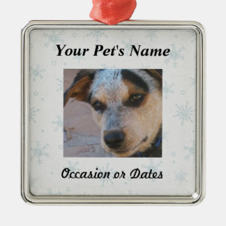 Älsklings- foto med vintersnöbakgrund julgransprydnad metall