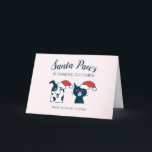 Älsklings- hund för barnvaktjulkatt helgkort<br><div class="desc">Gullig illustration av en hund och en katt som ha på sig santa hattar. Hunden ser lycklig och katten ingen så mycket. Textnågot att säga "Santa tassar är kommande till townen.", Underbar julkort för djurälskare! Standardtextnågot att säga perfektkort "från för din älsklings- barnvakt" som ska överföras till dina beställare från...</div>
