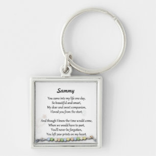Älsklings- minnesmärke - tass avtryck på min fyrkantig silverfärgad nyckelring