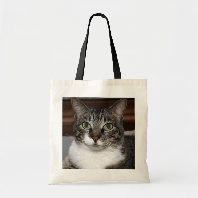 Älsklings- tabby kattansiktefoto tygkasse (Framsidan)