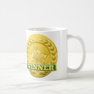 Älsklings- vinnaremedaljer för katt och för hun kaffemugg